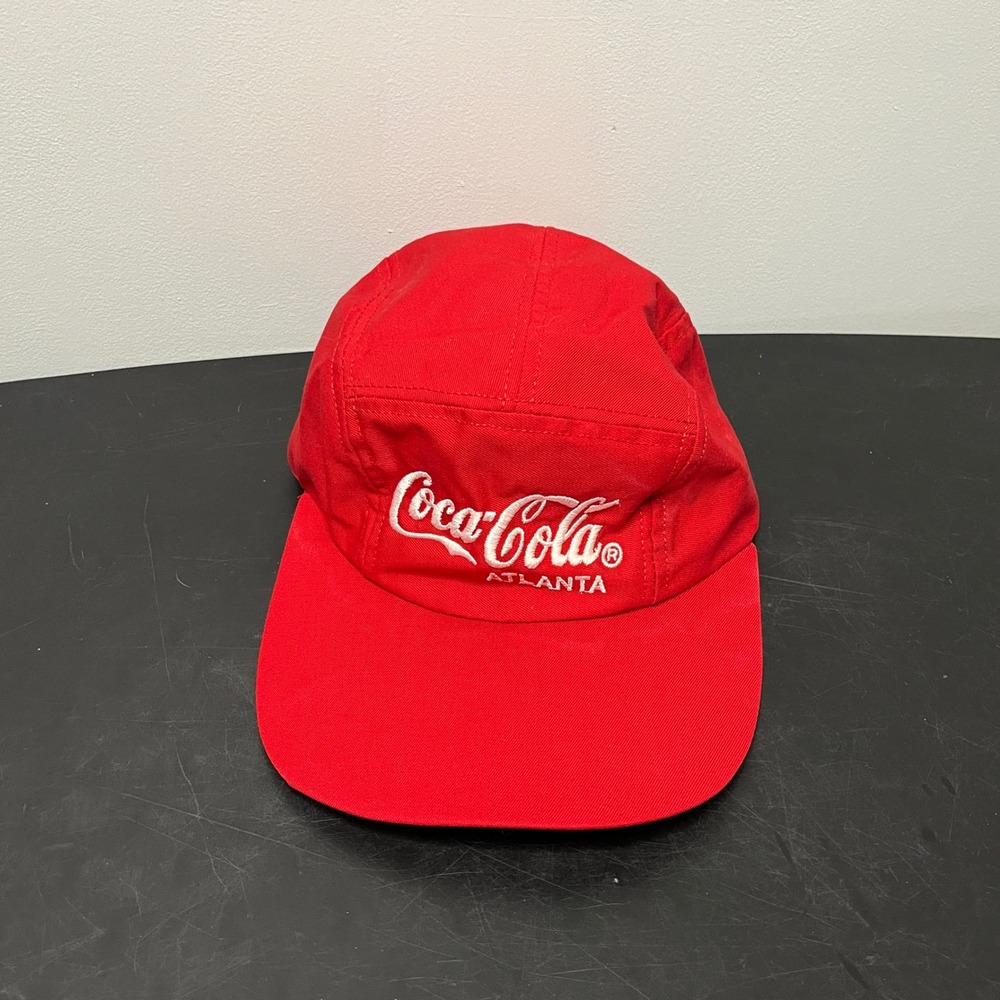 Coca Cola Atlanta 5 Panel Hat Red White‎ Embroidered Logo Toggle Back